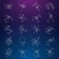 Interconnected nodes resembling constellations, composed of white lines and Royalty Free Stock Photo