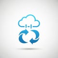 A digital illustration featuring a stylized blue cloud with an electrical plug icon underneath. Royalty Free Stock Photo