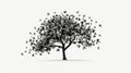 A digital illustration featuring a stylized tree made up of individual leaf silhouettes arranged to form the branches Royalty Free Stock Photo