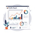 Digital illustration featuring a web dashboard displaying various analytics and data Royalty Free Stock Photo