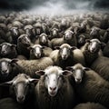 Digital illustration of flock of sheep