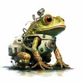Digital Illustration of a Frog Robot