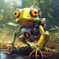 Digital Illustration of a Frog Robot