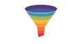 A digital illustration of a funnel with a rainbow gradient, transitioning from purple at Royalty Free Stock Photo