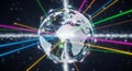 A digital illustration of a futuristic globe with interconnected network lines and dots representing global technology connections Royalty Free Stock Photo