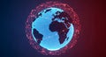 Digital illustration of global communication network connecting the world with data flow and technology integration Royalty Free Stock Photo