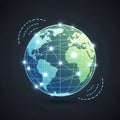 Digital illustration of a globe with a network connectivity design. The globe features Royalty Free Stock Photo