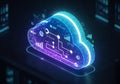 A digital illustration of a glowing cloud icon, symbolizing cloud computing. The cloud structure is Royalty Free Stock Photo