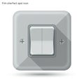 A digital illustration of a gray light switch with a square design and rounded corners. Royalty Free Stock Photo