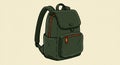 A digital illustration of a green backpack featuring orange zippers. The design is simple Royalty Free Stock Photo