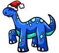 Happy Blue Christmas Dinosaur