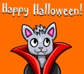 Happy Halloween Card With a Vampire Cat Royalty Free Stock Photo