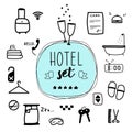 Digital illustration, hotel vector set.