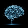 Digital illustration of a human brain composed of interconnected blue Royalty Free Stock Photo