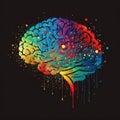 Human Brain Illustration, Rainbows, Glitter, Autism, Neuro Diversity