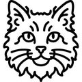 Laperm cat head front view outline icon vector AI generated Royalty Free Stock Photo