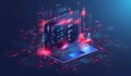 Digital Illustration of Laptop with Coding and Data Visualization, Software, web development and computer programming Royalty Free Stock Photo