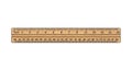wooden ruler with precise measurement markings from 1 to 99 on light brown rectangular scale for design and education Royalty Free Stock Photo