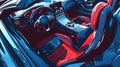 Digital illustration of luxury sports car interior with premium leather seats and modern dashboard. Upscale vehicle Royalty Free Stock Photo