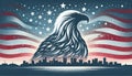 Patriotic Eagle Illustration with American Flag, Independence Day Concept Royalty Free Stock Photo