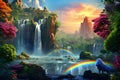 Digital illustration of a majestic rainbow. Generative ai