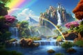 Digital illustration of a majestic rainbow. Generative ai
