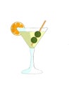 Digital Illustration of a Martini Cocktail with a Slice of Orange Royalty Free Stock Photo