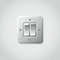 A digital illustration of a metallic wall-mounted light switch with two toggle switches. Royalty Free Stock Photo