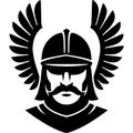 Minimalistic winged hussar head silhouette AI generated Royalty Free Stock Photo