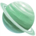 Mint Green Planet with Ring System Digital Illustration Royalty Free Stock Photo