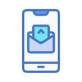 Smartphone Email Message Notification Icon in Blue and Cyan Royalty Free Stock Photo