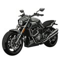 A digital illustration of a modern motorcycle featuring a sleek, angular design in dark Royalty Free Stock Photo