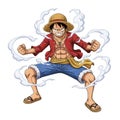 Monkey D. Luffy One Piece Anime Action Illustration with Energy Effect Royalty Free Stock Photo