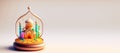 Digital Illustration of Mosque for Eid Ramadan Islmic Celebration Banner with Empty Space Royalty Free Stock Photo