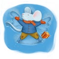 Digital illustration about a mouse in warm coat scarf and pants