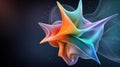 A digital illustration of a multicolored, abstract flower-like shape against a dark blue background. Royalty Free Stock Photo