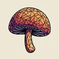 A digital illustration of a mushroom features a mosaic design with geometric shapes. Royalty Free Stock Photo