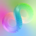 Digital illustration of a neon color Mobius strip. Abstract background 3d render