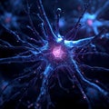 Glowing Neuron Cell Digital Illustration Royalty Free Stock Photo