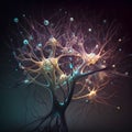Digital illustration of  neuron cell in colour  background. 3D rendering Royalty Free Stock Photo