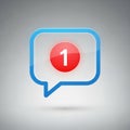 A digital illustration of a notification icon featuring a blue speech bubble outline against a soft Royalty Free Stock Photo