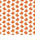 Digital illustration of orange detailed aquarium goldfish seamless pattern on white isolated background Royalty Free Stock Photo