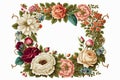 Digital illustration of an ornate, vintage-style floral frame on a white background Royalty Free Stock Photo