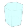 Digital illustration of the outline of a geometric prism with blue fill on a white background
