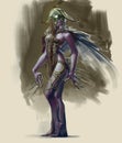 Digital illustration painting of fantasy character design female woman dark creepy lord queen