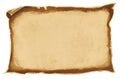 Digital illustration of a piece of old brown worn parchement paper. Ancient scroll.