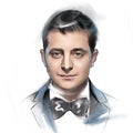 Digital illustration portrait of new President of Ukraine Vladimir Zelensky