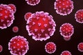 Digital illustration of red coronavirus particles