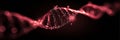 Digital Illustration of a Red DNA Helix With Glowing Particles Against a Dark Background, Representing Genetic Structure Royalty Free Stock Photo