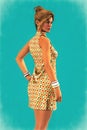 Digital Illustration Render of a Beautiful 1960s Fashion Style Woman